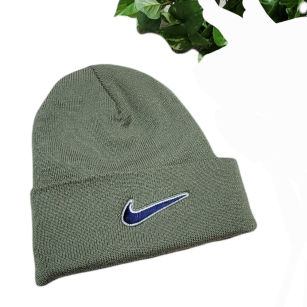 Nike Olive Green Logo Beanie Hat One-Size